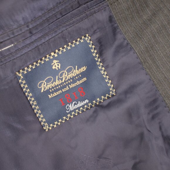 Brooks brothers sport coat men's 42R 1818 madison Saxxon wool striped gray - Picture 14 of 16